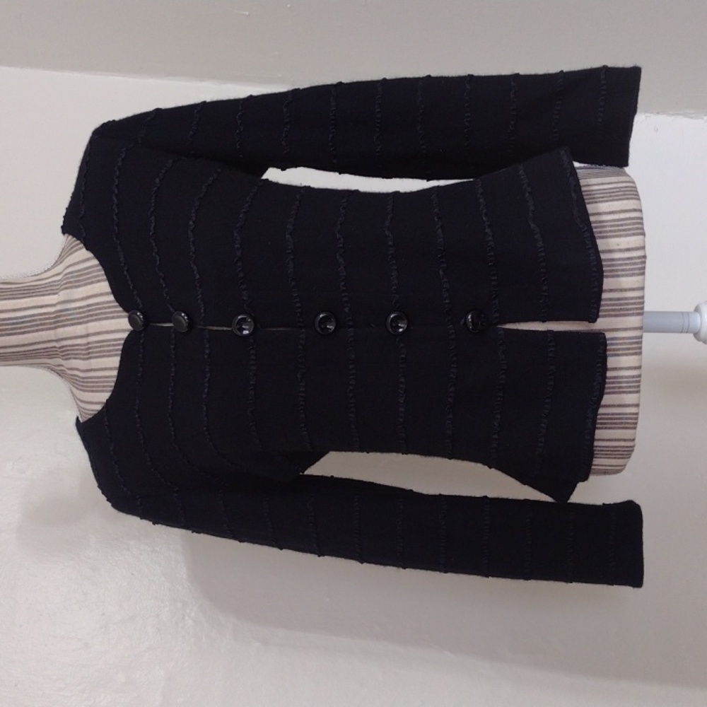 Armani Collezioni Vintage Black Angora Wool Blend Button Front Sweater Size 10